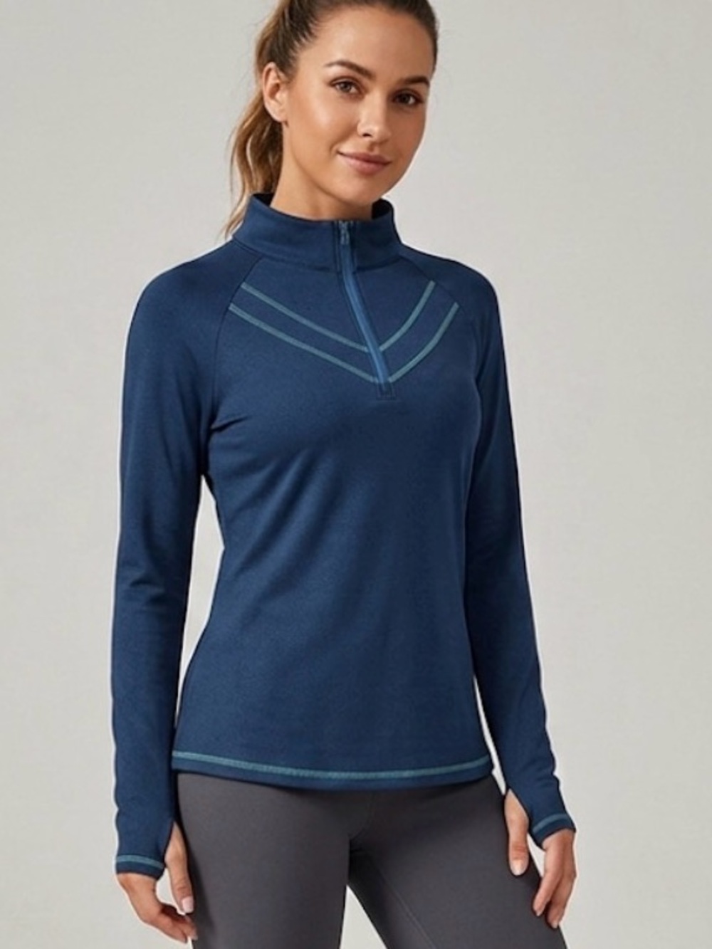 Women’s Athletic Teal Quarter Zip Top Yoga Workout Gym Casual XL